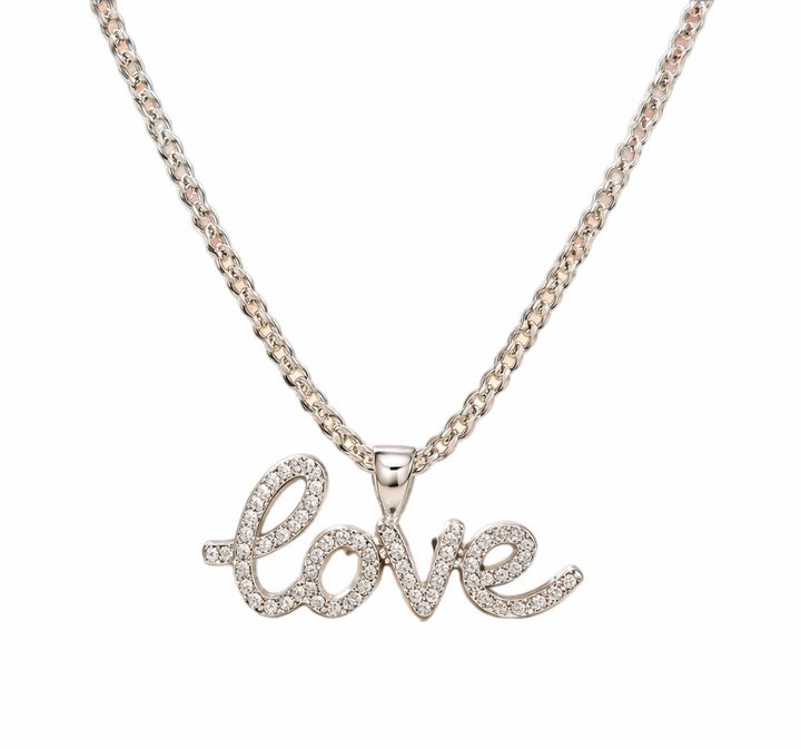 Moissanite LOVE Pendant Necklace – 0.75CTW | 925 Sterling Silver Cuban Chain
