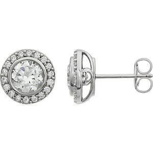 Cubic Zirconia Halo-Style Earring Set
